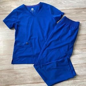 Healing Hands Royal Blue Scrub Top and Scrub Pant Set